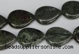 CGR24 15.5 inches 15*20mm flat teardrop green rain forest stone beads