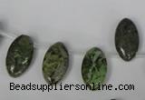 CGR40 Top-drilled 10*18mm marquise green rain forest stone beads