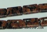 CGS217 15.5 inches 13*18mm rectangle blue & brown goldstone beads