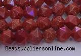 CGS451 15.5 inches 6mm faceted nuggets goldstone beads wholesale