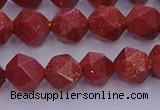 CGS452 15.5 inches 8mm faceted nuggets goldstone beads wholesale