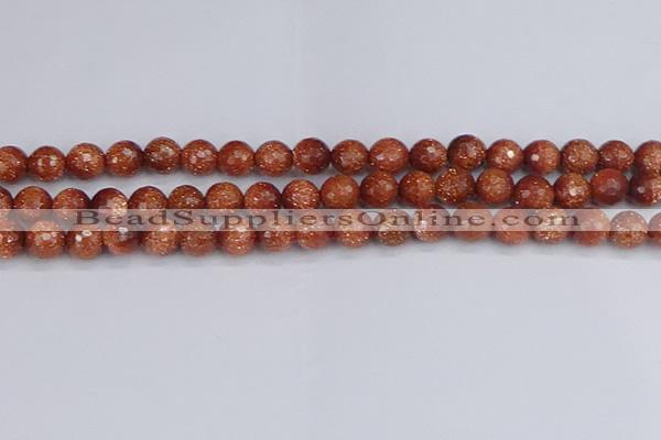 CGS472 15.5 inches 8mm faceted round goldstone beads wholesale