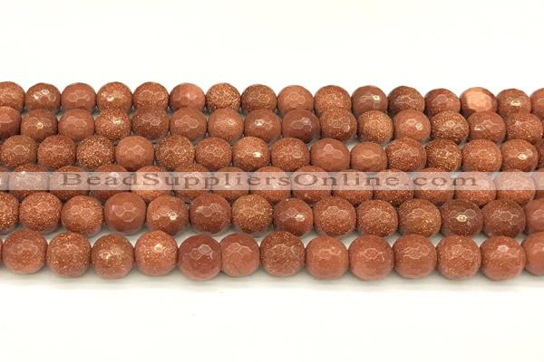 CGS490 15 inches 6mm faceted round goldstone beads