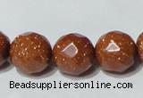 CGS89 15.5 inches 16mm faceted round goldstone beads wholesale