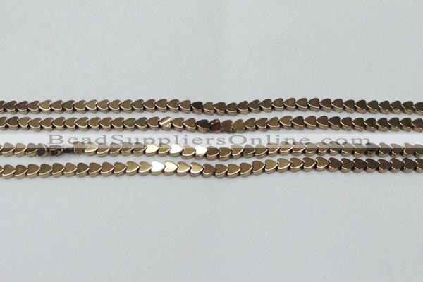 CHE1001 15.5 inches 6*6mm heart plated hematite beads wholesale