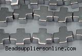 CHE1007 15.5 inches 10*10mm cross plated hematite beads wholesale