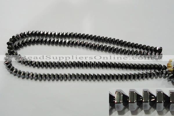 CHE135 15.5 inches 5*8mm pyramid hematite beads wholesale