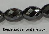 CHE145 15.5 inches 8*12mm faceted rice hematite beads wholesale