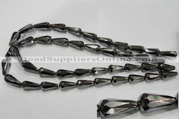 CHE156 15.5 inches 10*20mm faceted teardrop hematite beads