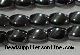 CHE160 15.5 inches 5*8mm twisted rice hematite beads