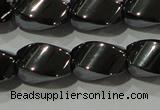 CHE163 15.5 inches 8*12mm twisted rice hematite beads