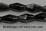 CHE220 15.5 inches 6*12mm faceted rice hematite beads wholesale