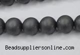 CHE406 15.5 inches 12mm round matte hematite beads wholesale