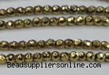 CHE692 15.5 inches 2mm faceted round plated hematite beads