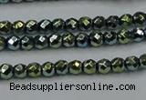 CHE693 15.5 inches 2mm faceted round plated hematite beads