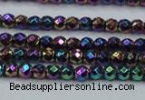 CHE696 15.5 inches 2mm faceted round plated hematite beads