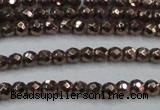 CHE711 15.5 inches 4mm faceted round plated hematite beads