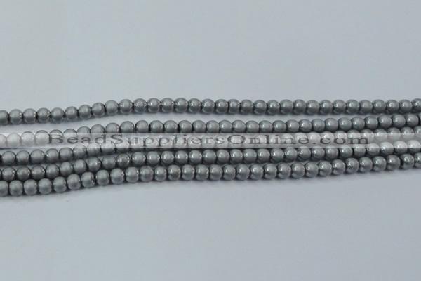 CHE720 15.5 inches 4mm round matte plated hematite beads wholesale