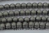 CHE721 15.5 inches 4mm round matte plated hematite beads wholesale