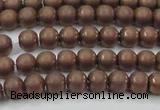 CHE723 15.5 inches 4mm round matte plated hematite beads wholesale