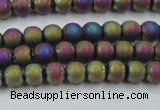 CHE725 15.5 inches 4mm round matte plated hematite beads wholesale