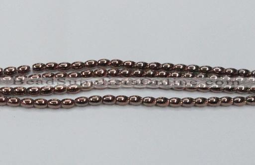 CHE742 15.5 inches 4*6mm rice plated hematite beads wholesale