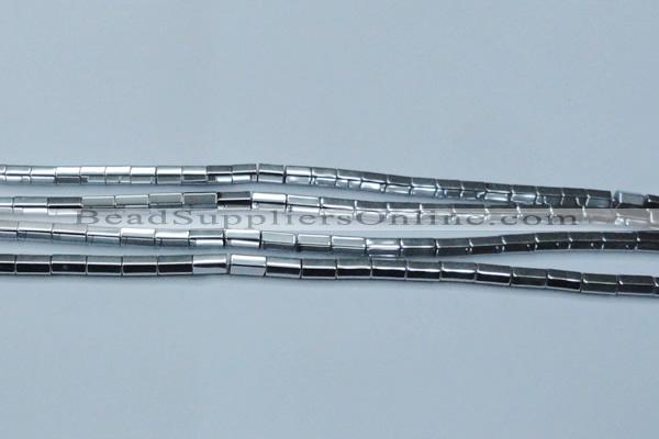 CHE751 15.5 inches 5*8mm faceted tube plated hematite beads