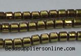 CHE776 15.5 inches 2*2mm drum plated hematite beads wholesale