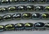 CHE814 15.5 inches 5*8mm rice plated hematite beads wholesale