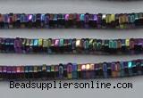 CHE830 15.5 inches 1*2mm hexagon plated hematite beads wholesale