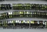 CHE844 15.5 inches 1*4mm hexagon plated hematite beads wholesale