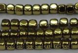 CHE868 15.5 inches 4*4mm dice platedhematite beads wholesale