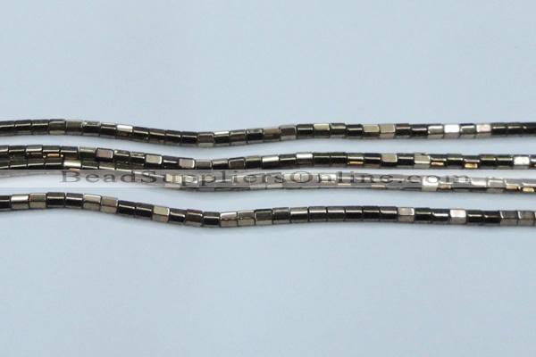 CHE887 15.5 inches 2*2mm faceted tube plated hematite beads wholesale