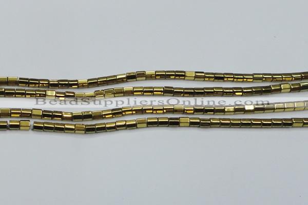 CHE889 15.5 inches 2*2mm faceted tube plated hematite beads wholesale