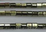 CHE898 15.5 inches 3*3mm faceted tube plated hematite beads wholesale