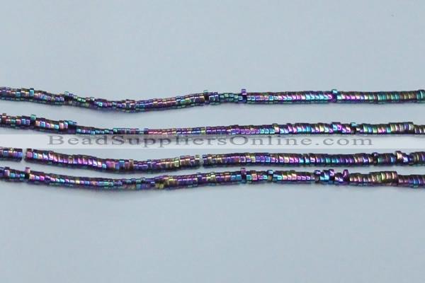 CHE933 15.5 inches 1*2*3mm oval plated hematite beads wholesale