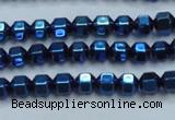 CHE987 15.5 inches 4*4mm plated hematite beads wholesale