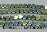 CHE994 15.5 inches 4*4mm heart plated hematite beads wholesale