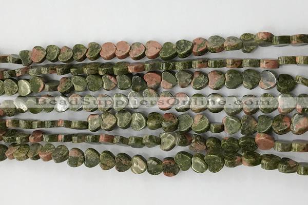 CHG100 15.5 inches 6mm flat heart unakite gemstone beads wholesale