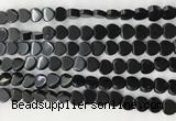 CHG120 15.5 inches 8mm flat heart black stone beads wholesale