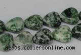 CHG38 15.5 inches 12*12mm heart green spot jasper beads wholesale