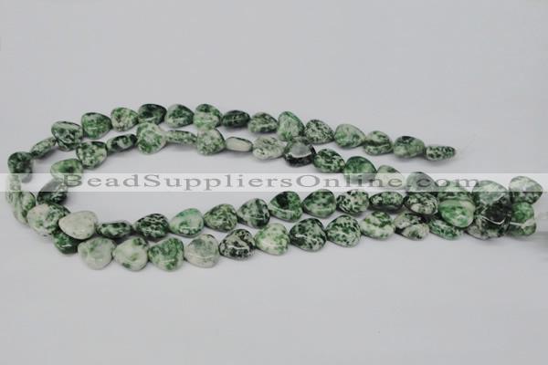 CHG38 15.5 inches 12*12mm heart green spot jasper beads wholesale