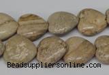 CHG41 15.5 inches 14*14mm heart picture jasper beads wholesale