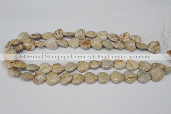 CHG41 15.5 inches 14*14mm heart picture jasper beads wholesale