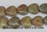 CHG45 15.5 inches 14*14mm heart New unakite gemstone beads wholesale