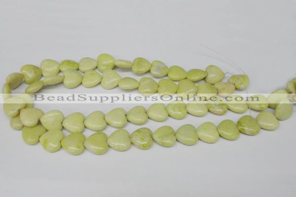 CHG52 15.5 inches 14*14mm heart lemon jade gemstone beads wholesale