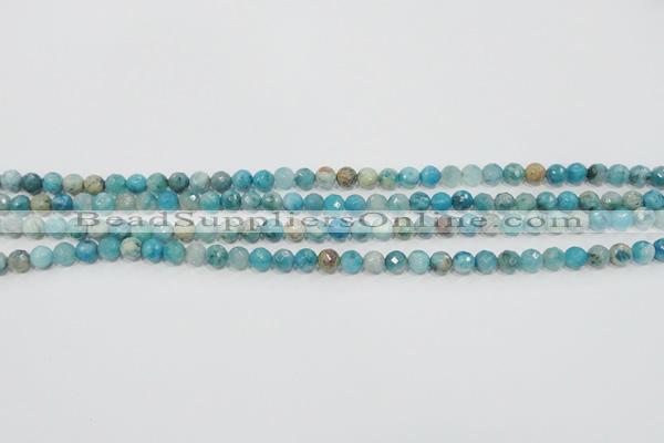 CHM210 15.5 inches 4mm faceted round blue hemimorphite beads