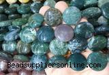 CIBS07 15 inches 20mm coin moss agate gemstone beads wholesale