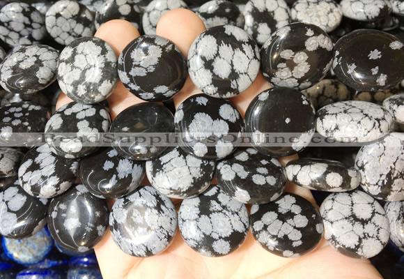 CIBS16 15 inches 20mm coin snowflake obsidian gemstone beads wholesale