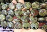 CIBS17 15 inches 20mm coin dragon blood jasper gemstone beads wholesale